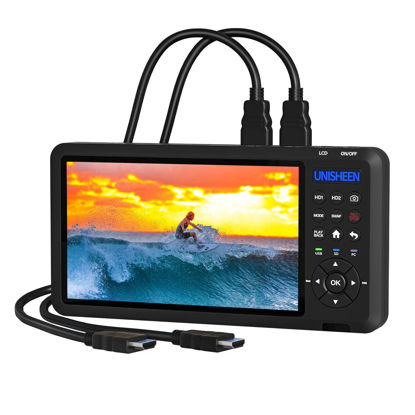 Picture of UNISHEEN HD Video Capture Box 2 Channel HDMI Picture-in-Picture Video Recorder with Screen 7 inches MP4 Support SD Card U Disk Storage 1080p 60 FPS Support YouTube Have USB2.0 Cable Remote Control