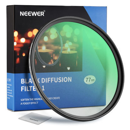 Picture of NEEWER 77mm Black Diffusion 1 Filter Mist Dreamy Cinematic Effect Filter Ultra Slim Water Repellent Scratch Resistant HD Optical Glass, 30 Layers Nano Coatings for Video/Vlog/Portrait Photography