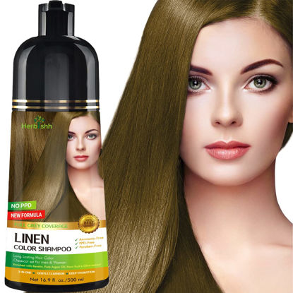 Picture of Herbishh Hair Color Shampoo for Gray Hair - Magic Hair Dye Shampoo - Colors Hair in Minutes-Long Lasting-500 Ml-3-In-1 Hair Color-Ammonia-Free | Herbishh (Linen)