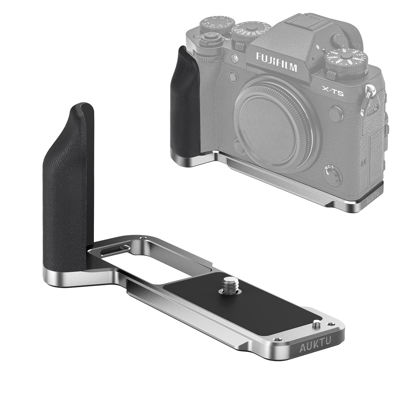 Picture of AUKTU XT5 Metal Handgrip L-Shape Hand Grip Accessories for Fuji FUJIFILM X-T5 XT5 XT-5 MHG-XT5 Camera, Silicone Side Handle, Built-in Arca Swiss Plate, Extra 1/4"-20 Tripod Hole(Silver)