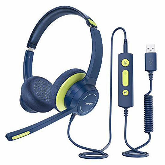 Mpow HC6 USB Headset with Microphone Comfort fit Office Computer Headphone On Ear 3.5mm Jack Call Center Headset for Cell Phone 270 Degree Boom