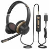 Picture of Mpow HC6 USB Headset with Microphone, Comfort-fit Office Computer Headphone, On-Ear 3.5mm Jack Call Center Headset for Cell Phone, 270 Degree Boom Mic, in-line Control with Mute for Skype, Webinar