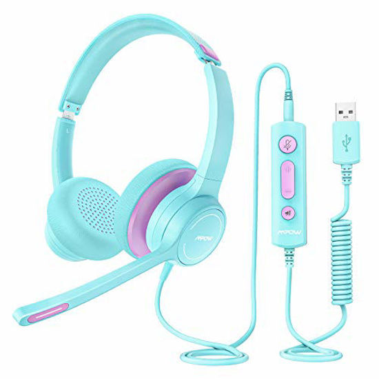 Picture of Mpow HC6 USB Headset with Microphone, Comfort-fit Office Computer Headphone, On-Ear 3.5mm Jack Call Center Headset for Cell Phone, 270 Degree Boom Mic, in-line Control with Mute for Skype, Webinar