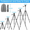 Picture of Tripod, 60-Inch Camera Tripod Stand Aluminum for Photography Canon Nikon Sony with Fluid Head & Carry Bag, Lusweimi Video Tripod with Universal Phone Mount & Wireless Remote for iPhone Android Phone