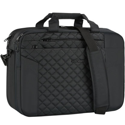 Picture of KROSER Laptop Bag for Men, Laptop Case 17 Inch Expandable Computer Bag, Waterproof Laptop Briefcase Bag With Anti Theft, Messenger Shoulder Bag for Women Business Office Travel, Black