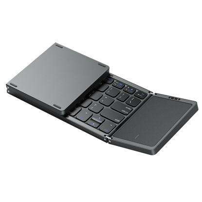 Picture of OMOTON Foldable Bluetooth Keyboard with Touchpad, Wireless Folding Keyboard, Multi-Device and Rechargeable, Portable Travel Keyboard for iPad, iPhone, Android, Windows Laptop, Desktop, Tablet and PC