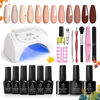 Picture of Beetles Fall Gel Nail Polish with Led Light Nail Lamp 6 Colors Manicure Kits with Base Top Coat Neutral Brown Nude Art Salon Diy Home for Girls Women