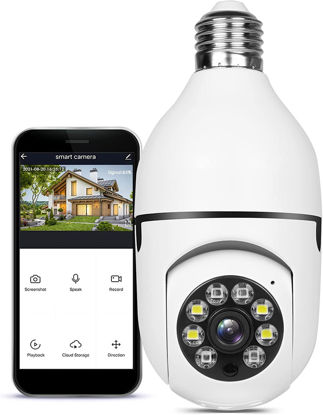 Picture of Light Bulb Camera,2.4Ghz Wireless WiFi Light Bulb Security Camera,Smart 360 PTZ Indoor/Outdoor Bulb Security Camera, Remote Voice Intercom HD Night Vision Light Bulb Security Camera