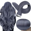 Picture of Full Shine Blue Tape in Hair Extensions Real Human Hair 20 Inch 25 Gram 10pcs Blue Hair Extensions Tape in Remy Hair Straight Tape in Colored Hair Extensions for Party Highlights Kids