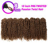 Picture of Pre-twisted Passion Twist Crochet Hair 10 Inch 8 Packs Crochet Passion Twist, Pre Looped Short Passion Twist Hair Crochet Braids Bohemian Crochet Hair for Black Women #30