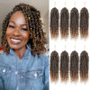 Picture of Pre-twisted Passion Twist Crochet Hair 10 Inch 8 Packs Crochet Passion Twists Hair, Pre Looped Short Passion Twist Hair Ombre Crochet Braids Bohemian Crochet Hair T30