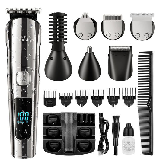 Picture of Brightup Beard Trimmer for Men - 19 Piece Beard Trimming Kit with Hair Clippers, Electric Razor - IPX7 Waterproof Mustache, Face, Nose, Ear, Balls, Body Shavers - Ideal Gifts, FK-8688T