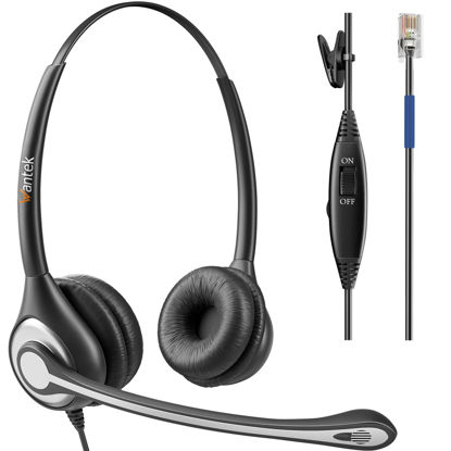 Picture of Wantek Phone Headset with Microphone Noise Cancelling, RJ9 Telephone Headsets Compatible with Cisco Office Phones 7940 7942 7945 7960 7962 7965 7811 7821 8811 8841 8845 8851 Plantronics M12 M22