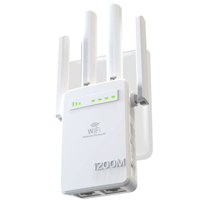 Picture of WiFi Extender 1200Mbps WiFi Range Extender Signal Booster up to 5000SQ FT and 40 Devices, Wireless Internet Repeater and Signal Amplifier for Home,4 Antennas 360° Full Coverage,Supports Ethernet Port