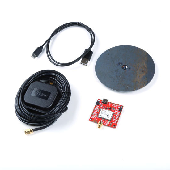 Picture of SparkFun GPS-RTK-SMA Kit - Includes GPS breakout- Magnetic Mount Antenna- Ground Plate & USB-C Cable - u-Blox ZED-F9P & RTK- High precision accuracy in milimeters- Both Rover & Base station operations