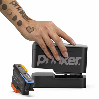 Picture of Prinker S Temporary Tattoo Device Package for Your Instant Custom Tattoos with Premium Cosmetic Black Ink - Compatible w/iOS & Android devices