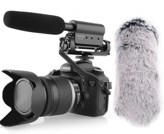 Picture of SGC-598 Interview Shotgun Microphone with Windscreen Muff, Cardioid Directional Condenser Video Mic for DSLR Camera Canon DV Camcorder, Compatible with Sony Mirrorless Cameras