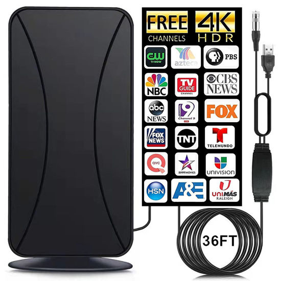 Picture of TV Antenna - 2023 Amplified HD Digital Indoor TV Antenna Booster 450+ Miles Range - Digital HDTV Antenna for Smart TV Free Local Channels 4K HD 1080P All TV's VHF UHF - 36ft Coax Cable/AC Adapter New