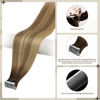 Picture of Full Shine Invisible Tape in Hair Extensions Virgin Injection Tape in Hair Color 3 Brown Fading to 8 Ash Brown And 22 Blonde 20 Inch Seamless Tape in Hair 5 Pcs Tape in Human Hair 12.5 Gram