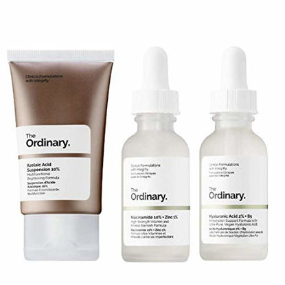 Picture of The Ordinary Facial Skincare Set! Azelaic Acid Suspension With Brightening Formula! Niacinamide Serum Reduces Skin Blemishes! Hyaluronic Acid Hydrating Face Serum! Vegan, Paraben Free & Cruelty Free!