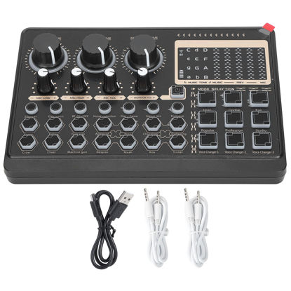 Picture of Portable Live Sound Card Mixing Console,External 14 Kinds of Live Special Effects Sound Card Device,Colorful Backlight,for Microphone Phone Computer(Black)