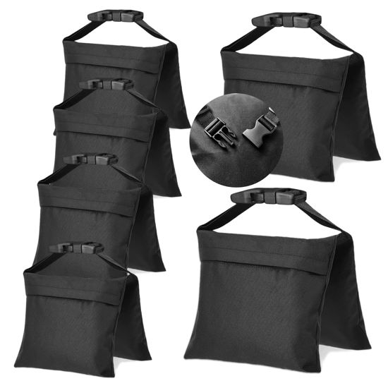 Picture of 6 Packs Sandbags, Heavy Duty Sand Bags, Sand Bags Heavy Duty with Buckle Straps for Support Light Stand