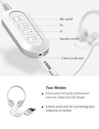 Picture of Mpow USB Headset (All-Platform Edition) with 3.5mm Jack, Stereo Computer Headset with Microphone Noise-Canceling, Skype Headphones w/Comfort-fit Earpad, Inline Volume Control for PC/Laptop/Cell Phone