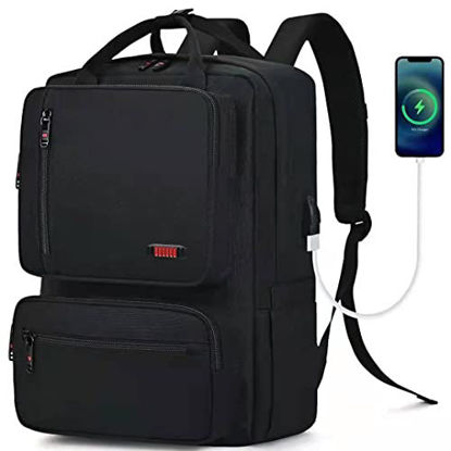 Picture of Laptop Backpack- 15.6 Inch Travel College School Backpack with USB Charging Port, Anti Theft Waterproof College Bookbags for Men Women, Black