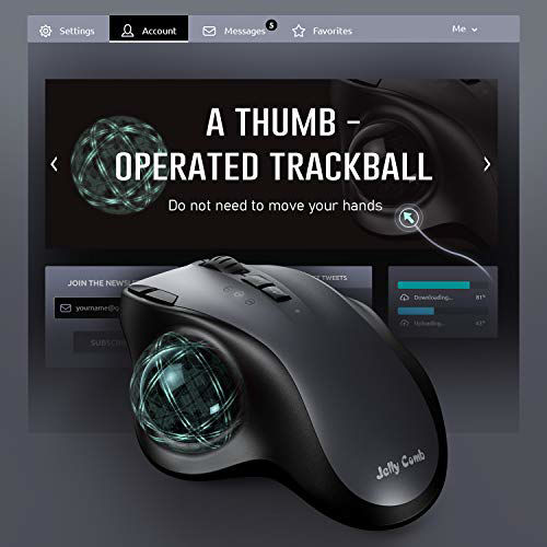 GetUSCart Bluetooth Trackball Mouse, Jelly Comb 2.4G USB Wireless