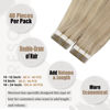 Picture of Moresoo Tape in Blonde Hair Extensions Human Hair Ash Blonde Mix with Bleach Blonde Tape in Hair Extensions Real Human Hair Tape in Seamless Hair Extensions 10 Inch #P18/613 40pcs 60g