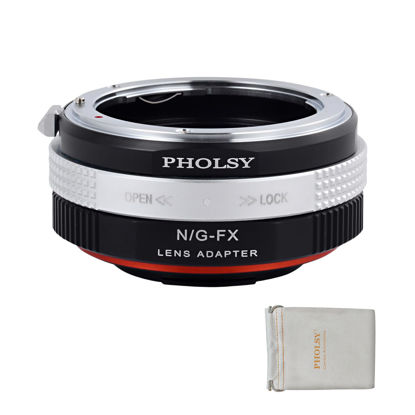 Picture of PHOLSY Lens Mount Adapter with Aperture Control Ring Compatible with Nikon G (F AI AIS D AFS) Lens to FX Mount Camera Compatible with Fujifilm X-H2S, X-Pro3, X-T5, X-T4, X-S20, X-S10, X-T30II etc.