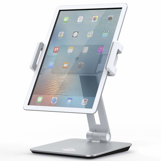 Picture of KABCON Tablet Stand Holder, Tightness Adjustable Multi-Angle Foldable Eye-Level Aluminum Solid Tablets Stands Dock for 4''-14''Tablets/Phone, iPad Series,Samsung Galaxy Tabs,Kindle Fire,Etc.