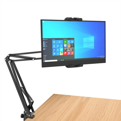 Picture of LenTok Desk Tablet Arm Mount for iPad Portable Monitor 4.7-15.6'', Heavy Duty Gooseneck Tablet Holder, Flexible Tablet Tripod Clamp Stand Compatible with Surface Pro Series, All iPad Pro 12.9