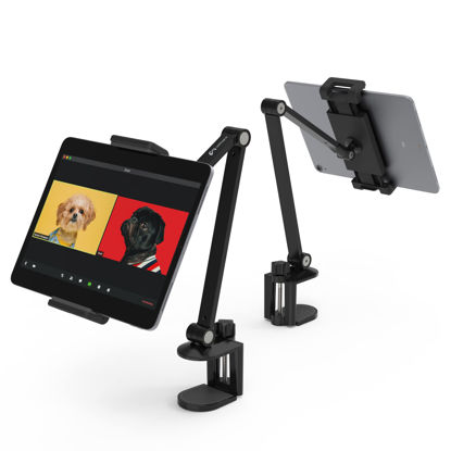 Picture of Inifispce iPad Desk Mount, Tablet Holder, Multi-Angle Adjustable Tablet Stand Holder for 4.7''- 13'' Screen Microsoft Surface Pro Series, iPad Pro 11/12.9, iPad, Mini, Air and More (Black)