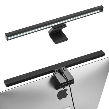 Picture of Computer Monitor Light Bar: Flat/Curved Monitor Screen Bar LED Lamp for Eye Caring/Space Saving 16.5 inch USB Powered Desk Lamp with Dimming for Home Office Gaming