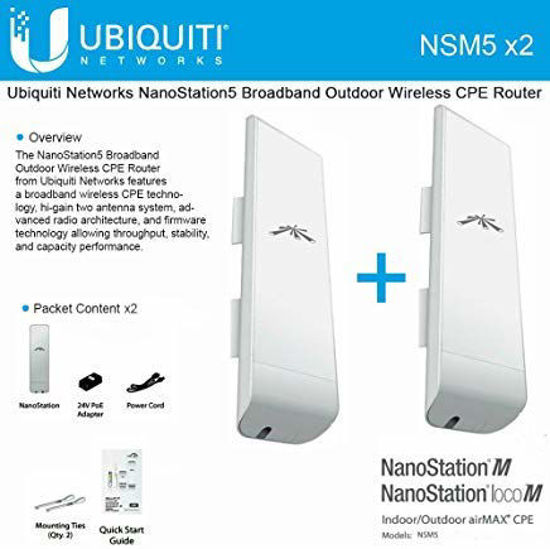 Picture of Ubiquiti NSM5 Bundle of 2 NanoStation M5 5GHz Outdoor airMAX CPE 150+Mbps 15+km