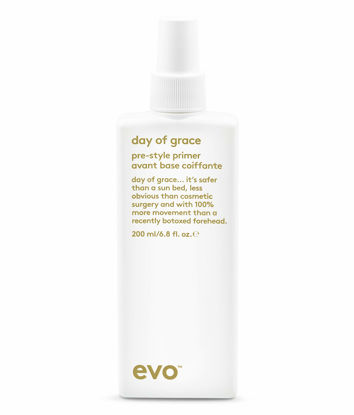 Picture of evo Day of Grace Pre-Style Primer - Leave-in Heat Protectant Spray - Moisturizes, Detangles & Smooths Hair - 200ml / 6.8fl.oz