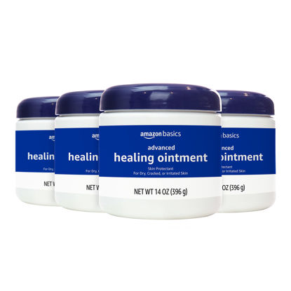 Picture of Amazon Basics Healing Ointment and Skin Protectant for Dry & Cracked Skin, Fragrance Free, 14 Ounce, 4-Pack (Previously Solimo)