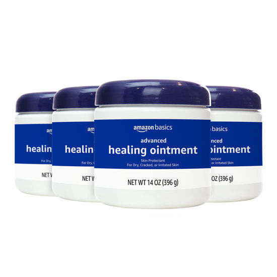 Picture of Amazon Basics Healing Ointment and Skin Protectant for Dry & Cracked Skin, Fragrance Free, 14 Ounce, 4-Pack (Previously Solimo)