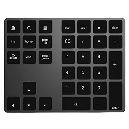 Picture of Denpetec Wireless Bluetooth Numeric Keypad,Rechargeable Portable External Number Pad with 34 Keys for PC Laptop,Compatible with Windows Android iOS System(Black)