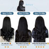 Picture of LaaVoo Ombre Black Clip in Human Hair Extensions Off Black to Silver Grey 12 inch 5pcs/80g Real Human Hair Clip in Extensions Silky Straight for Short Hair