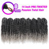 Picture of Bileaf Passion Twist Crochet Hair 8 Packs Pre Twisted Crochet Hair for Black Women, 14 Inch Pre Looped Passion Twist Hair Crochet Braids for Black Women Ombre Crochet Passion Twist Hair T-Gray