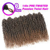 Picture of Passion Twist Hair Pretwisted 14 Inch Passion Twist Crochet Hair 8 Packs Crochet Hair Passion Twists, Short Passion Twists Hair Pre Looped Synthetic Passion Twist Crochet Braids for Black Women T30