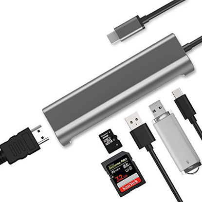 Picture of USB C Adapter Hub Thunderbolt Type C to HDMI, 2 USB 3.0, SD Card Reader, TF Card Reader 6 IN 1 USB-C Hub Dongle Dock for MacBook/MacBook Pro 2016/2017 and more USB-C Devices