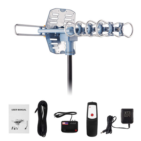 Picture of WA-2608 Digital Amplified Outdoor HDTV Antenna&60FT RG6 Coax Cable 150 Miles Range Wireless Remote Rotation