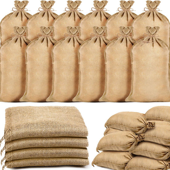 Picture of Fabbay Burlap Sand Bag 14'' x 26'' Empty Heavy Duty Sandbag 50lb Weight Capacity for Flooding Water Barrier Tent Sandbag Brown Large Burlap Sack Bulk Potato Sack Store Bags(15 Pack)