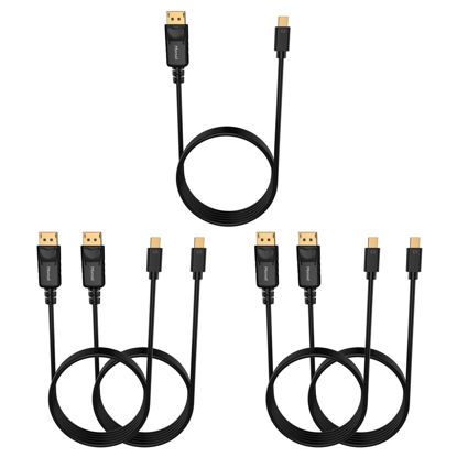 Picture of Moread Mini DisplayPort to DisplayPort Cable, 6 Feet, 5 Pack, Gold-Plated DisplayPort to Mini DisplayPort (4K@60Hz, 2K@144Hz) Mini DP to DP Display Cable - Black