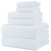 Picture of POLYTE Oversize, 60 x 30 in., Quick Dry Lint Free Microfiber Bath Towel Set, 6 Piece (White, Waffle Weave)