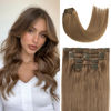 Picture of Clip in Human Hair Extensions Double Weft 9A Hair Ash Brown Hair Extensions Clip In Remy Hair Extensions 70g 7pcs 15Inch Silky Straight Brown Virgin Hair Clip in Extensions For Full Head (15"#8)