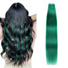 Picture of SUYYA Tape in Hair Extensions Human Hair Teal Green Tape in Hair Extensions 20 Inch 10PCS/Pack Straight Tape in Extensions 25g